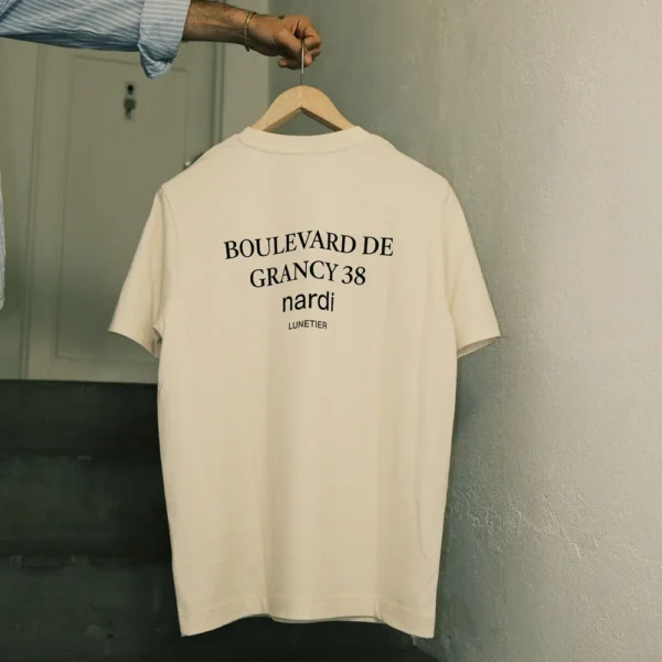T-Shirt nardi lunetier Boulevard de Grancy 38 dos blanc carré
